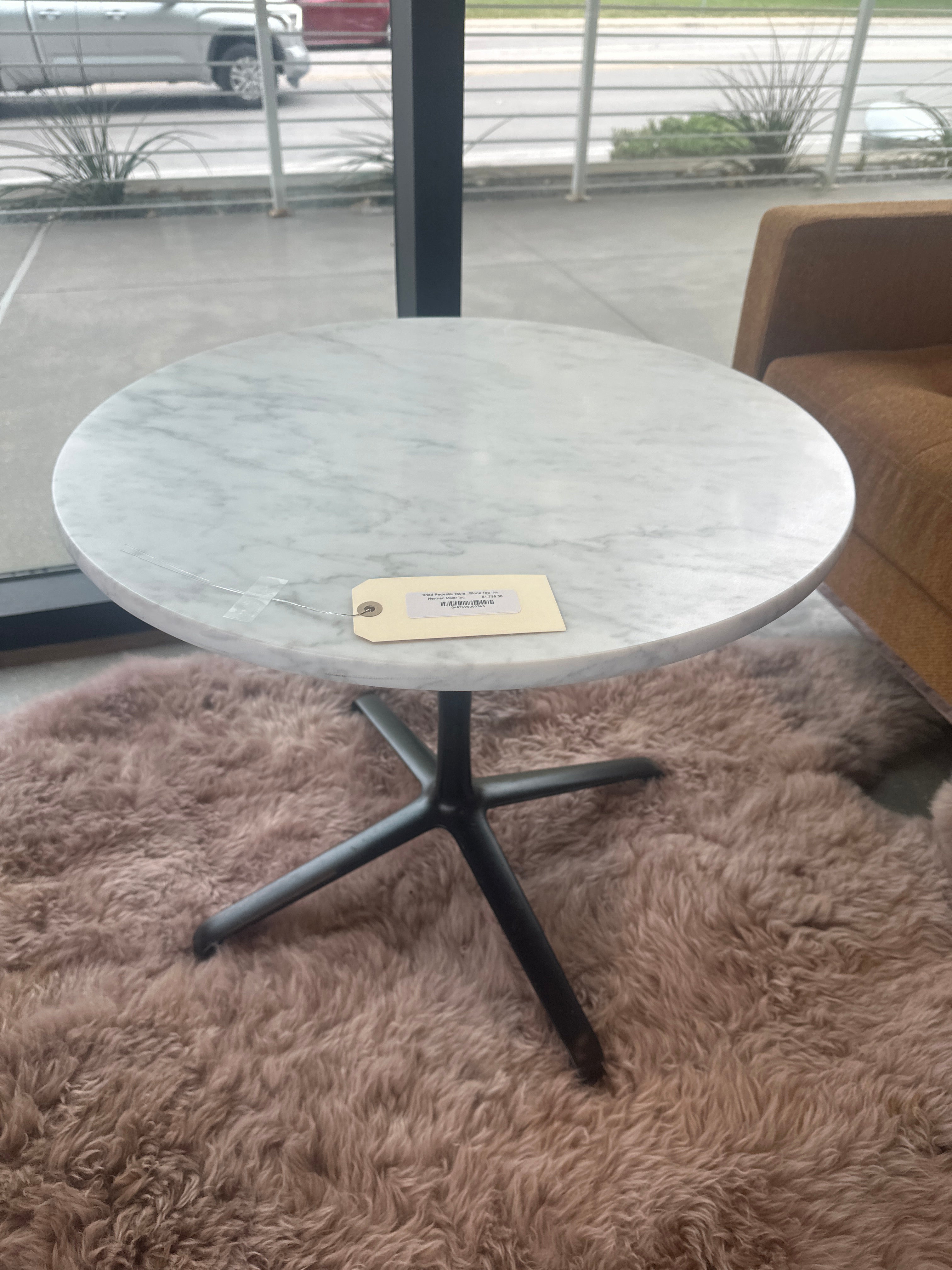 Striad Pedestal Table , Stone Top, No Grommet 21H 24Dia