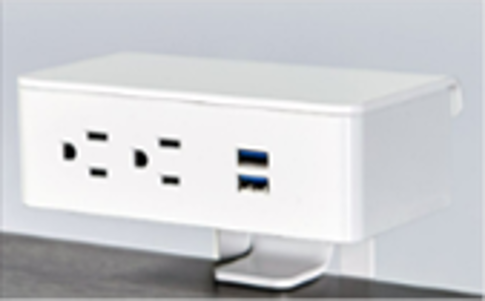 Offset Clamp-On Outlet, 2 Power/1 Dual USB (210), 72L Cordset, White Housing and Bracket