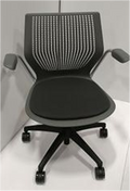 MultiGeneration by Knoll, 5-star base, standard cylinder, fixed arms, upholstered seat, black plastic base, hard casters