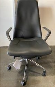 Geiger Taper Chair, contoured backrest, leather upholstery/ Black