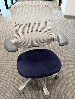 Generation by Knoll task chair, high performance arms, polished aluminum base, standard cylinder, no lumbar, hard casters, knockdown