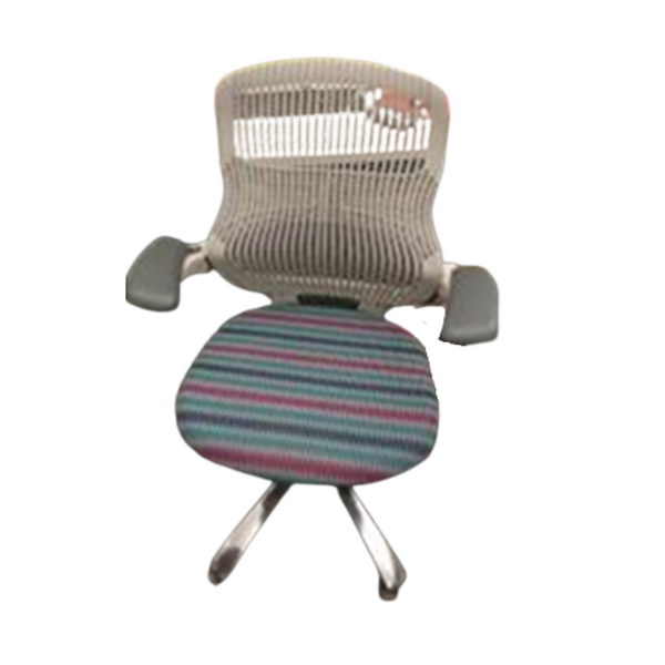 Generation by Knoll Task Chair - White Mesh Back/Striped Seat