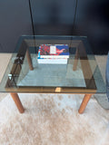 HAY Kofi table 80 x 80 cm, lacquered walnut - smoke-colored glass - RECEPT 101