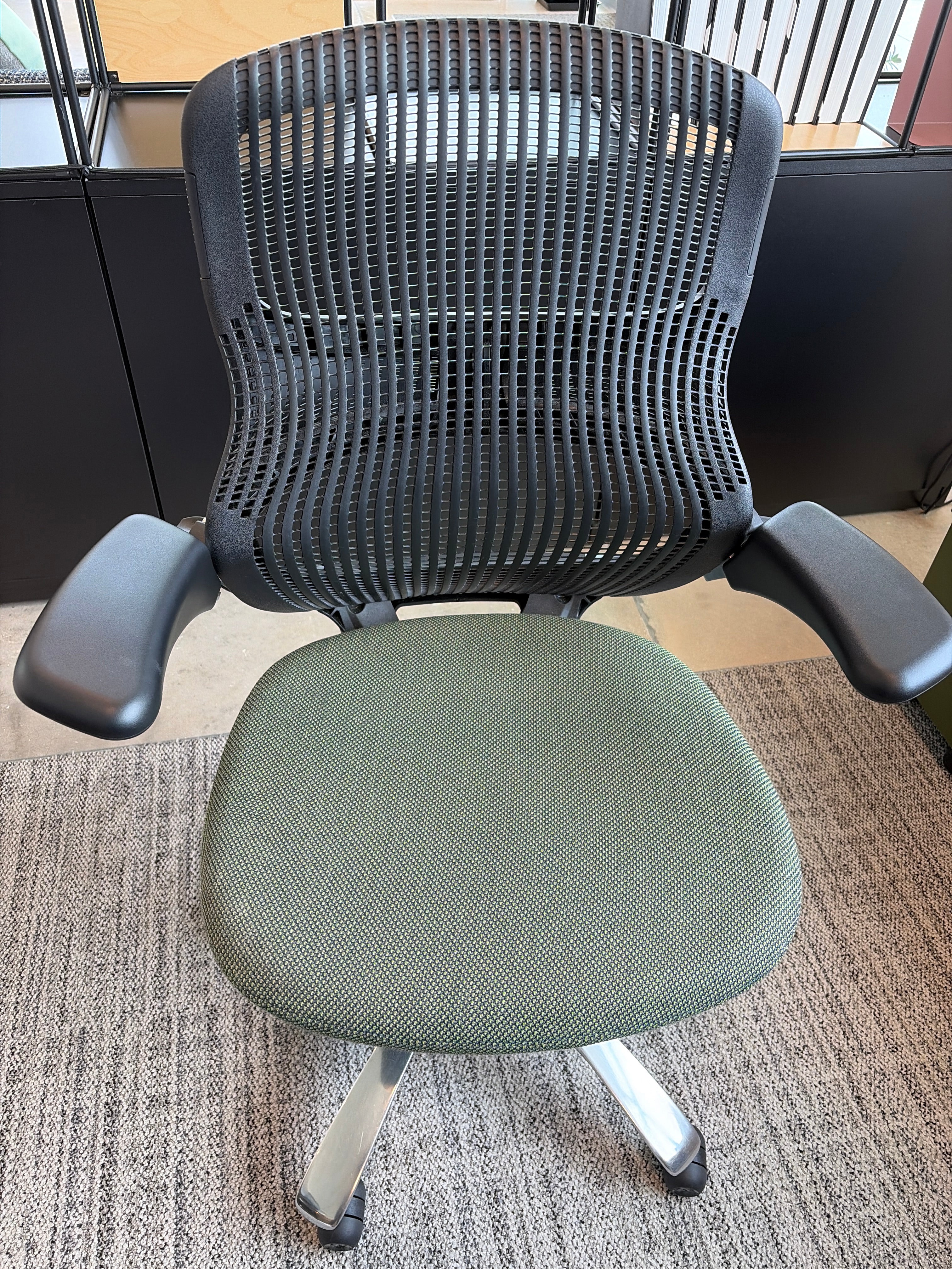 Generation by Knoll task chair, height adjustable arms, polished aluminum base, standard cylinder, no lumbar, hard casters, knockdown - CLUSTER A
