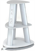 Freestanding Multi-use Charging Tower, 12 Power, USB Options, Standard 108" Power Cord W-Molded Plug, Gloss White, 25 1/2"H x 18"W