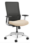 SitOnIt Novo Home Edition High Back, Standard Synchro, Height Adj. Arms, Upholstered Seat, 5-star Nylon, White Nylon Base, Mesh Back, Nickel Mesh, White Frame, White Cap, Knock Down