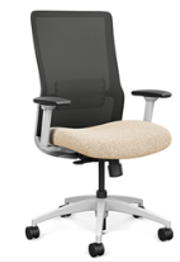 SitOnIt Novo Home Edition High Back, Standard Synchro, Height Adj. Arms, Upholstered Seat, 5-star Nylon, White Nylon Base, Mesh Back, Nickel Mesh, White Frame, White Cap, Knock Down