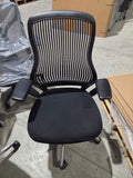 ReGeneration by Knoll flex back net task chair, high performance arms, polished aluminum base, standard cylinder, no lumbar, hard casters, knockdown OPTION: DK:FINISH- Dark OPTION: 09:BACK- Onyx