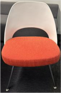 Saarinen Plastic Back Armless Chair, white plastic, fixed position, with chrome tubular legs and glides