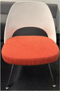 Saarinen Plastic Back Armless Chair, white plastic, fixed position, with chrome tubular legs and glides