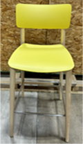 Source Stool, Yellow Plastic Back, Wood Legs