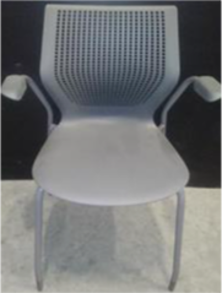 Stacking chair, fixed arms, glides