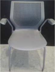 Stacking chair, fixed arms, glides