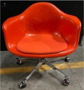 Eames Task Chair, Arm Shell, fiberglass/ Red orange shell with Hopsak orange fabric