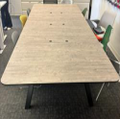 Library Table, 144Wx60Dx28H, with 6/1.75" Diameter Round Grommets (Top: Grey Ash / Leg: Ebonized Oak) - Wall ST FOH