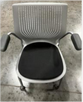 MultiGeneration by Knoll stacking chair, fixed arms, hard casters/ UPHOLSTERY: Storm, SHELL: Light Grey