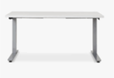 58"W x 29"D K Stand Height Adjustable Table with desktop power module, wire basket and power strip; FINISH: White Ash , BASE: Grey