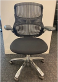 Generation by Knoll task chair, high performance arms, polished aluminum base/ Light Frame, Storm Back, Storm Seat Pad, grey casters
