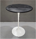 Small Round Saarinen Side Table, intermediate height, 16-1/4Wx20H/ LAMINATE: Matte Black, BASE: Off-White (LOCATION: FRONT SEATING AREA 2)