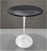 Small Round Saarinen Side Table, intermediate height, 16-1/4Wx20H/ LAMINATE: Matte Black, BASE: Off-White (LOCATION: FRONT SEATING AREA 2)