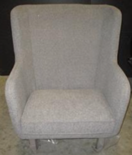 High Back Lounge Chair w-Wood Legs, 32W / UPHOLSTERY: Little Devil, Slate QS, LEG FINISH: Oak