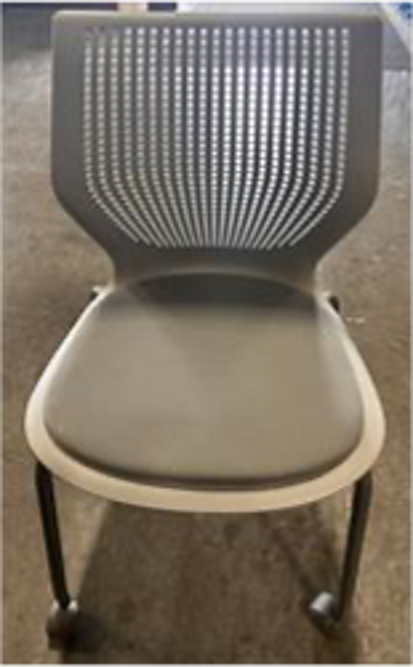 MultiGeneration by Knoll stacking chair, armless, soft casters OPTION: 3:FRAME- Metallic Grey OPTION: GY:SHELL- Grey OPTION: ~:Standard Textile OPTION: (GEN):TEX- Generation Fabric OPTION: GENF03:COL-