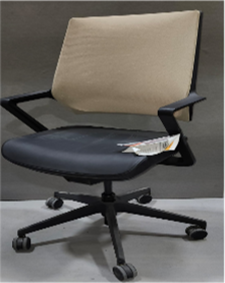 Light Task Chair, Fixed Arms, 5 Star Plastic Base w-casters/ BACK: Beige Mesh; SEAT: Black