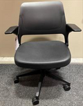 Light Task Chair, Fixed Arms, 5 Star Plastic Base w-casters/ BACK: Onyx plastic; SEAT: Black Leather