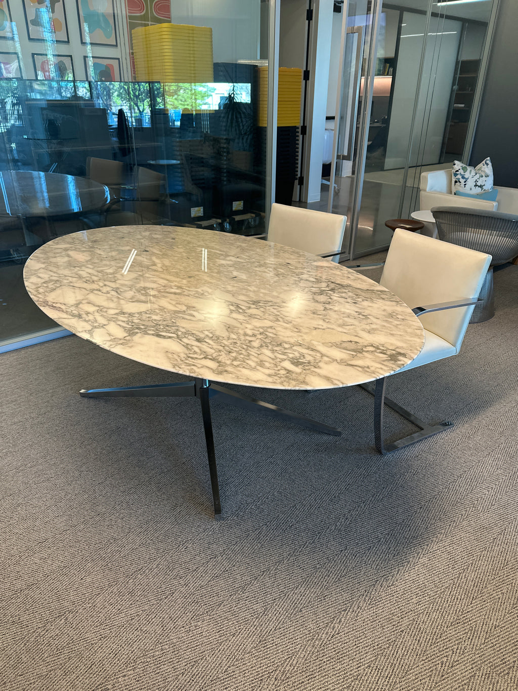 Florence Knoll Oval Table Desk, 78-1/2Wx47-1/2Dx28H