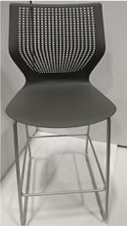MultiGeneration by Knoll bar-height stool, non-upholstered seat, armless, glides OPTION: 4:FRAME: Silver OPTION: GY:SHELL: Grey