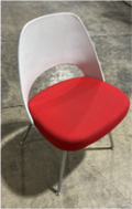 Plastic Back Armless Chair, white plastic, fixed position, with chrome tubular legs and glides OPTION: (PC):LEG- Polished Chrome OPTION: (K1206):SEAT- Knoll Hopsack (B) OPTION: K120610:COL- Red