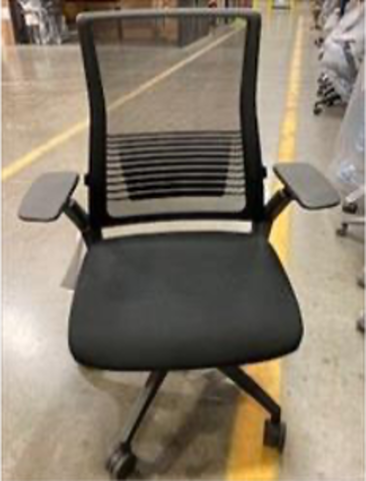 Mesh High Back Task Chair, height adjustable arms, hard casters