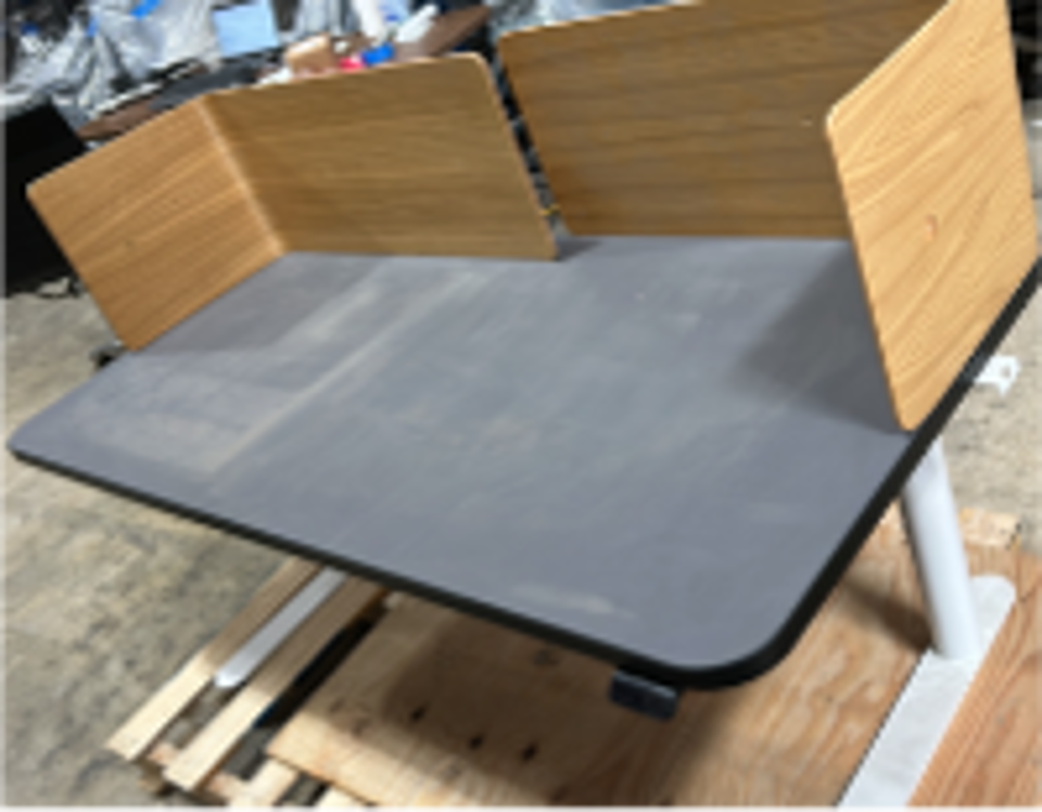 Height Adjustable Desk with undermount tray and (2) veneer screens