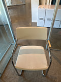 Moment Side Chair, with arms, sled base, upholstered seat in WHITE