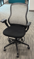 Regeneration Flex Back Net high task chair, Height adjustable arms/ high performance elastomer suspension back, sliding seat, plastic base, high task cylinder, no optional lumbar, hard casters