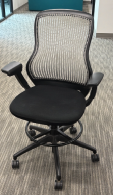 Regeneration Flex Back Net high task chair, Height adjustable arms/ high performance elastomer suspension back, sliding seat, plastic base, high task cylinder, no optional lumbar, hard casters