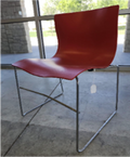 Vignelli for Knoll Armless Chair with glides, upholstered shell/ SHELL: Skipped Option, BASE: Polished Chrome
