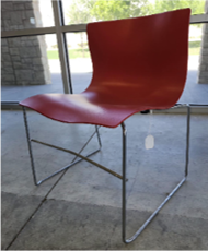 Vignelli for Knoll Armless Chair with glides, upholstered shell/ SHELL: Skipped Option, BASE: Polished Chrome