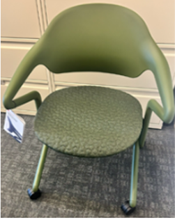 Fluid Nesting Chair, 3D knit seat w/soft pad, polymer back/ Green upholstered seat and frame