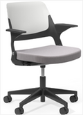 Light Task Chair, Fixed Arms, 5 Star Plastic Base w-casters/ BACK: Grey plastic; SEAT: Stone