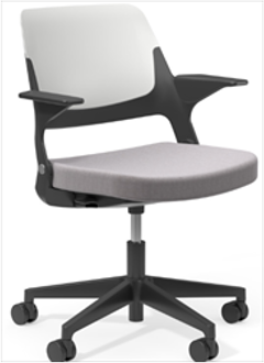 Light Task Chair, Fixed Arms, 5 Star Plastic Base w-casters/ BACK: Grey plastic; SEAT: Stone
