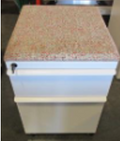 Mobile Pedestal without top, Series 2 steel front, Box/File, 16-3/4D, with lock, Series 2 pull (Paint: Bright White), Cushion, 18D (Fabric: Atelier Fireworks) - Wall ST FOH