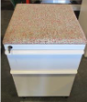 Mobile Pedestal without top, Series 2 steel front, Box/File, 16-3/4D, with lock, Series 2 pull (Paint: Bright White), Cushion, 18D (Fabric: Atelier Fireworks) - Wall ST FOH