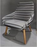 Lounge Chair, wood legs / UPHOLSTERY: Calais Striped