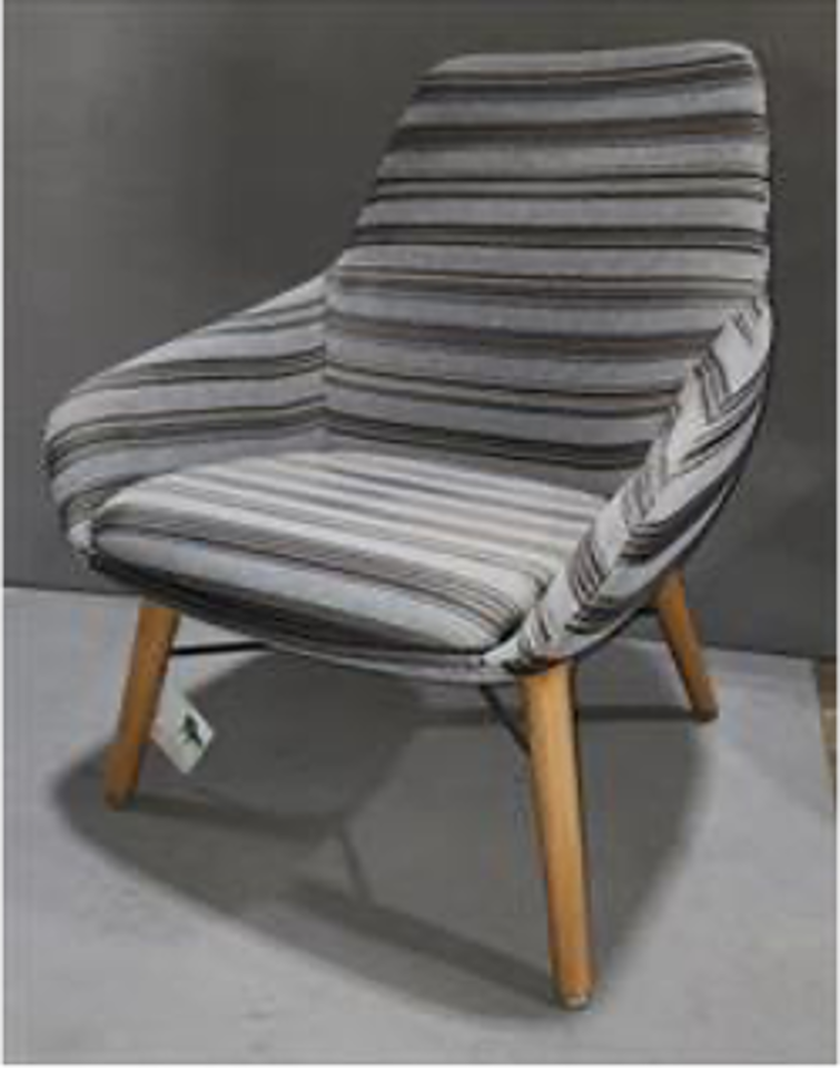 Lounge Chair, wood legs / UPHOLSTERY: Calais Striped
