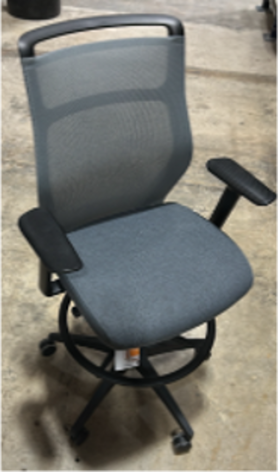 Mid-Back, Basic, Height Adj Arms, Upholstered Seat, Stool, 5-Star Nylon, Black Base, Mesh Back, Nickel Mesh